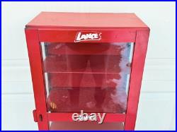 Vintage Lance Candy Glass Metal Store Display Cabinet Case Advertising Sign