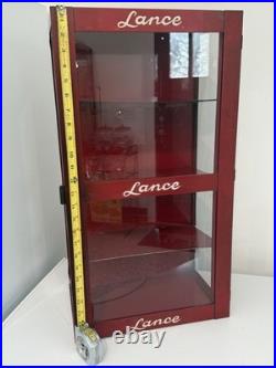 Vintage Lance Snack Co. Countertop Wall Store Display Red Steel Cabinet 26x14x9