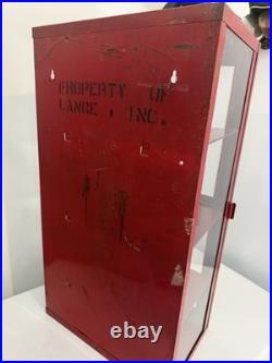 Vintage Lance Snack Co. Countertop Wall Store Display Red Steel Cabinet 26x14x9