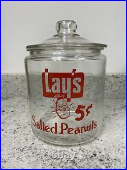 Vintage Lay's 5c Peanut Jar with Lid, Frito, Tom's store, Lance Gordons Display
