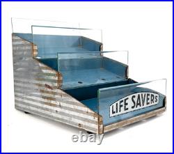 Vintage Lifesavers Store Advertising Counter Bin Glass Front Metal Display