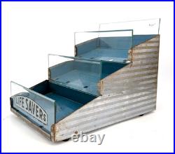 Vintage Lifesavers Store Advertising Counter Bin Glass Front Metal Display