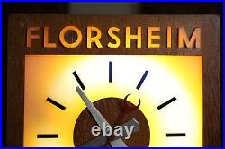 Vintage Lighted Clock sign Florsheim Shoes wingtip store display wood cabinet