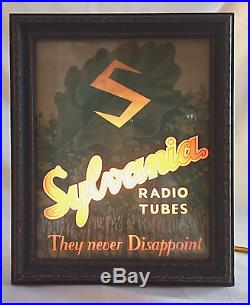 Vintage Lighted Sylvania Radio Tubes Store Display Advertising Sign
