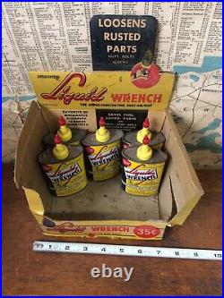 Vintage Liquid Wrench Hardware Store Advertising Display With Five Full Cans