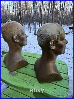 Vintage Lot Of 2 Plaster Store Display Male Busts Initials CHG FREE SHIPPING