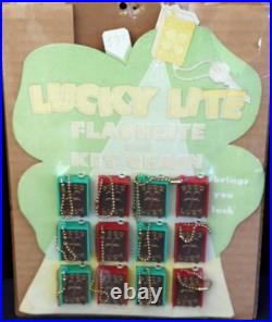 Vintage Lucky Lite Flashlight Keychain Store Display Good Luck Four Leaf Clover