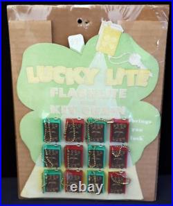 Vintage Lucky Lite Flashlight Keychain Store Display Good Luck Four Leaf Clover