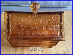 Vintage Lutteds S P Cough Drops Log Cabin General Store Display Amber Glass