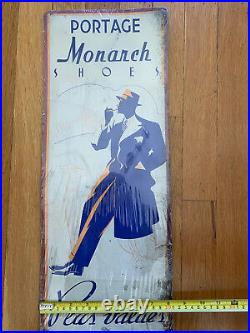 Vintage MONARCH SHOES Retail Display Standee Advertising Art Deco Design Sign