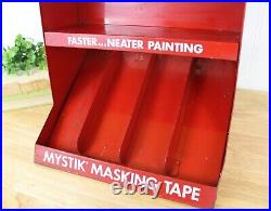 Vintage MYSTIK TAPE 60s Red Counter Display Metal Advertising Scotch Tape E039