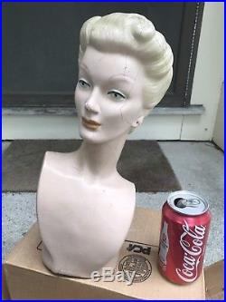 Vintage Mannequin Lady Head Bust Deco Style Jewelry Statue Store Display