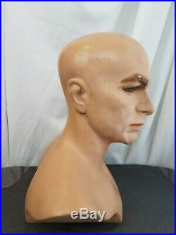 Vintage Mannequin Man Head Store Display Oddity Art Creepy Male fiberglass 15