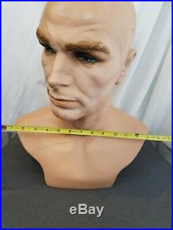 Vintage Mannequin Man Head Store Display Oddity Art Creepy Male fiberglass 15