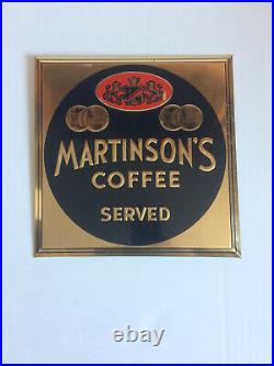 Vintage Martinson's Coffee Served Metal Advertising Sign Store Display