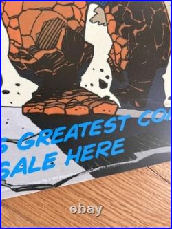 Vintage Marvel Fantastic Four Plastic 2 Sided Poster Store Display Mignola 1990s
