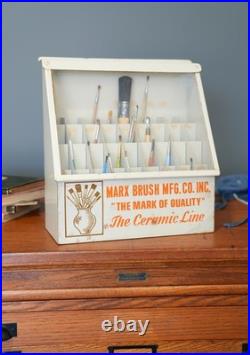 Vintage Marx Paint Brush Store Counter Display Case Antique Metal Cabinet
