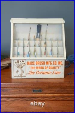 Vintage Marx Paint Brush Store Counter Display Case Antique Metal Cabinet