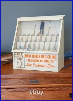 Vintage Marx Paint Brush Store Counter Display Case Antique Metal Cabinet