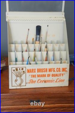 Vintage Marx Paint Brush Store Counter Display Case Antique Metal Cabinet