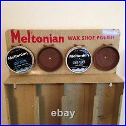 Vintage Meltonian Wax Shoe Polish Advertising Metal Store Display Stand
