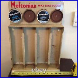 Vintage Meltonian Wax Shoe Polish Advertising Metal Store Display Stand