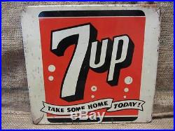 Vintage Metal 7up Display Sign Antique Old Soda Pop Cola Store Beverage 9125
