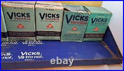 Vintage Metal Advertising Vicks Store Display, Old Stock Boxes, Movie Prop