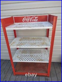 Vintage Metal Coca Cola Store Display Rack 4 Shelf