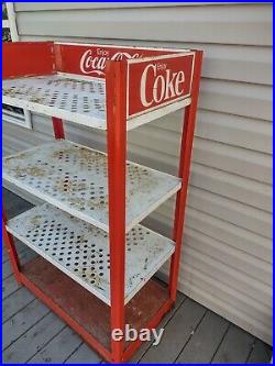Vintage Metal Coca Cola Store Display Rack 4 Shelf