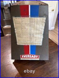Vintage Metal Eveready Display Case On Rotating Base