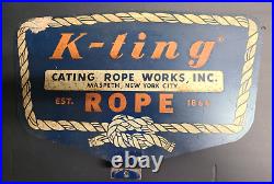 Vintage Metal Hardware Store Rope Display Sign K-ting Cating Maspeth Queens Ny