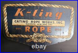 Vintage Metal Hardware Store Rope Display Sign K-ting Cating Maspeth Queens Ny