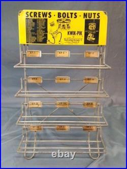 Vintage Metal Sign Advertising Display Rack Standing 4 Shelves, ROCKFORD Screws