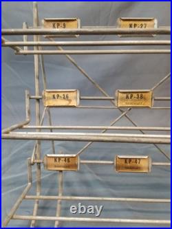 Vintage Metal Sign Advertising Display Rack Standing 4 Shelves, ROCKFORD Screws