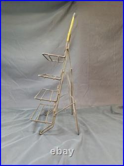 Vintage Metal Sign Advertising Display Rack Standing 4 Shelves, ROCKFORD Screws