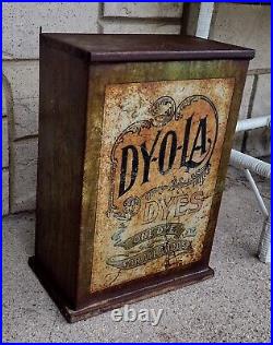 Vintage Metal Tin Dy-O-La Country General Store Advertising Display Dye Cabinet