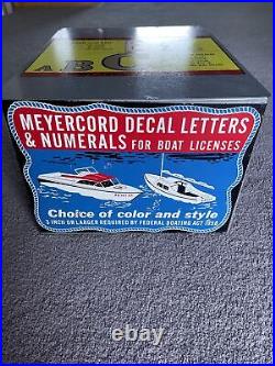 Vintage Meyercord Boat Decal Sign Case Box Advertising Outboard Store Display