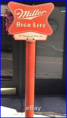 Vintage Miller High Life Store Display Stand Beer Sign Advertising Old Metal VTG