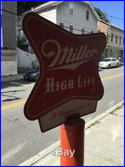 Vintage Miller High Life Store Display Stand Beer Sign Advertising Old Metal VTG