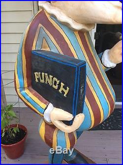 Vintage Mr. Punch Cigar Store Carved Wood Store Display Mascot Statue