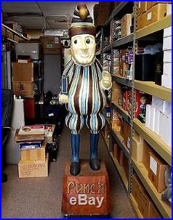 Vintage Mr. Punch Cigar Store Display Mascot Statue Wooden Carved Store Display