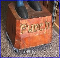 Vintage Mr. Punch Cigar Store Display Mascot Statue Wooden Carved Store Display