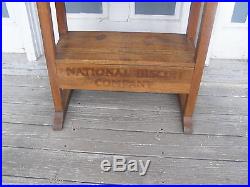 Vintage National Biscuit Co. 3 Shelve Solid Oak Store Display Rack Orig Finish