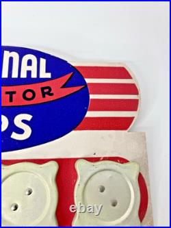 Vintage National Radiator Caps Display Board Automotive Retail Advertisment