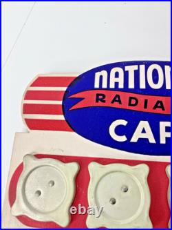 Vintage National Radiator Caps Display Board Automotive Retail Advertisment
