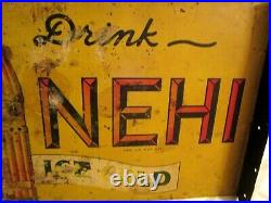 Vintage Nehi Bottle Soda Pop Flange Sign-double Sided-18-store Display-ice Cold