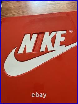 Vintage Nike Orange Sign Store Display 18 X 18 Swoosh Logo OG Please Read