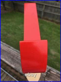 Vintage Nike Red Swoosh Advertising Store Display Stand with Natural Wood Base