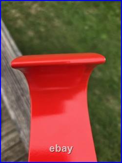 Vintage Nike Red Swoosh Advertising Store Display Stand with Natural Wood Base